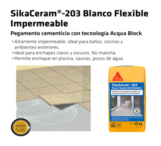 SikaCeram 203 Blanco Flexible Impermeable