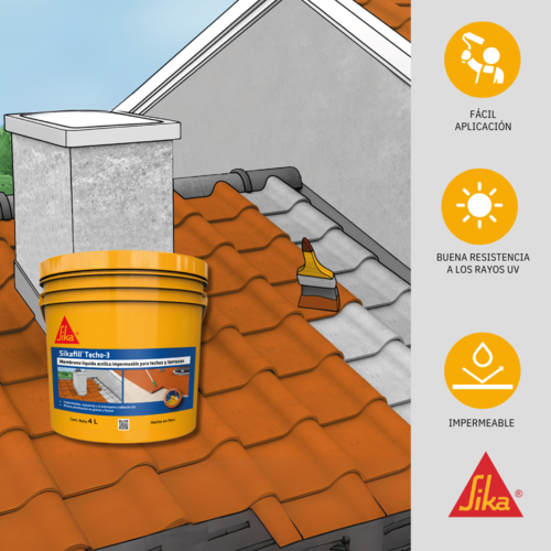 SikaFill Techo 3 - rojo teja 4 Litros