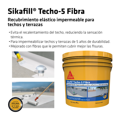SikaFill Techo 5 Fibra - Color Blanco 4 L
